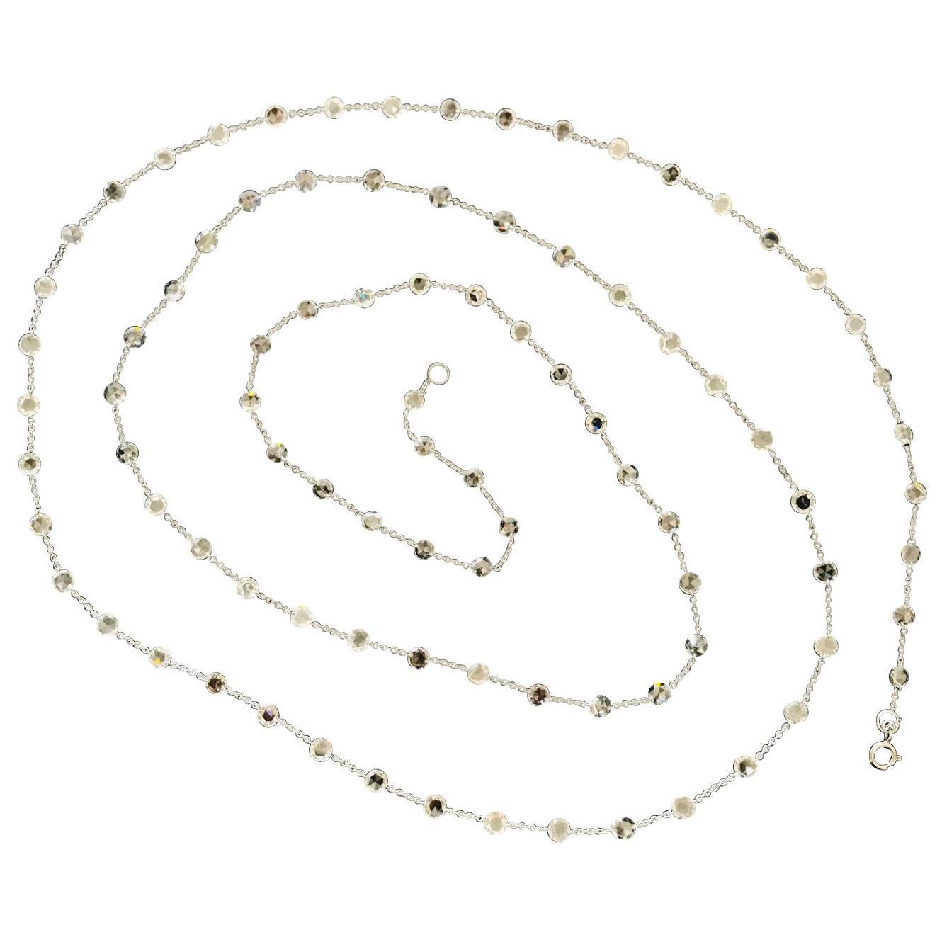 PANIM 9 Carats Diamond Rosecut 18k White Gold Necklace For Sale