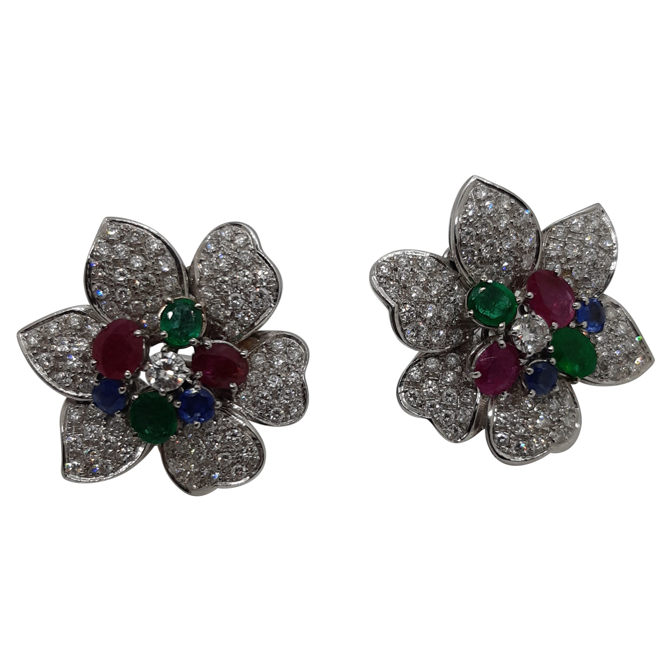 1960s Flower Earrings For Sale
