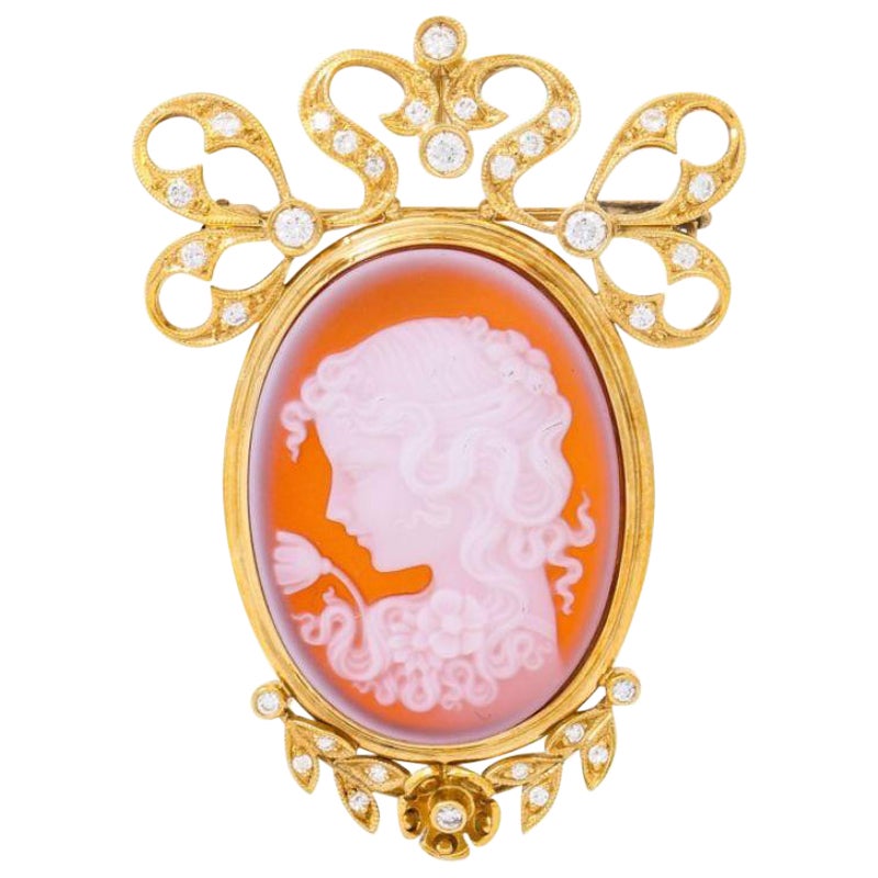 Pendant/Brooch Set with a Green Eight Cameo Depicting a Portrait of a