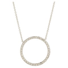 Circle Of Life Necklace with Baguette Diamonds Made in 18k White Gold