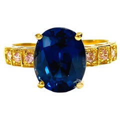 New African Kashmir Blue & Pink Sapphire 14k GP Sterling Ring