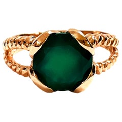New AAA Green Aventurine Sterling Silver Solitaire Ring