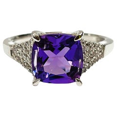 New Brazilian Rich Purple Amethyst & White Sapphire Ring