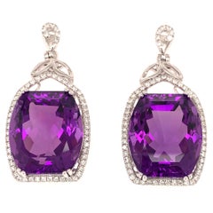 33.81 Carats Amethyst Dangling Earrings