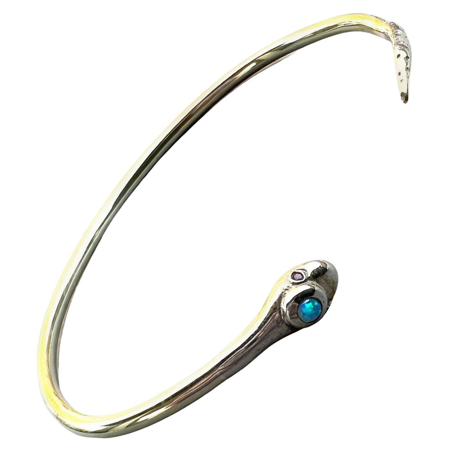 Opal Ruby Snake Bangle Arm Cuff Bracelet Bronze J Dauphin Animal Jewelry