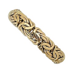14 Karat Yellow Gold Heavy Thick Byzantine Link Bracelet Italy