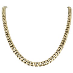 14 Karat Yellow Gold Solid Heavy Cuban Curb Link Chain Necklace