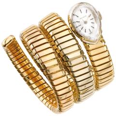 Bulgari Lady's Gelbgold Juvenia Uhr, birnenförmige Tubogas-Armbanduhr 