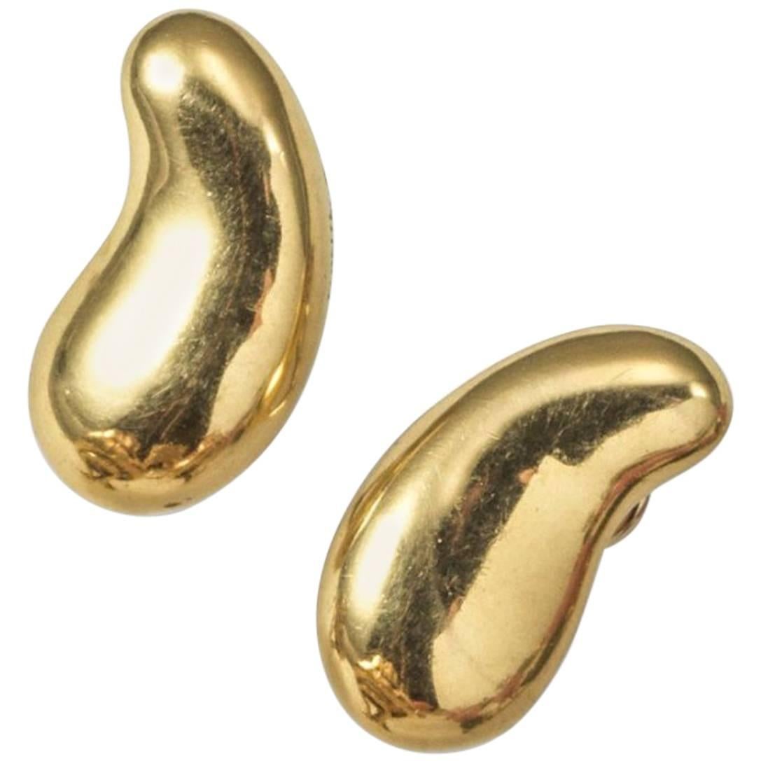 Tiffany & Co. Clips d'oreilles or forme de noix de Bean