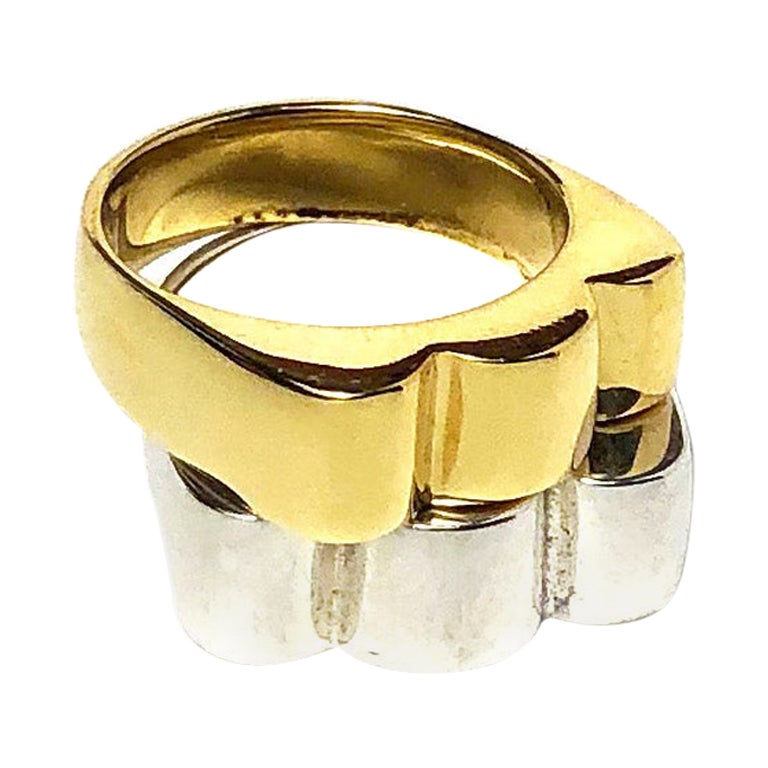Scallop Ring Set in Mixed Metals, Brenna Colvin, Building Blocks Collection