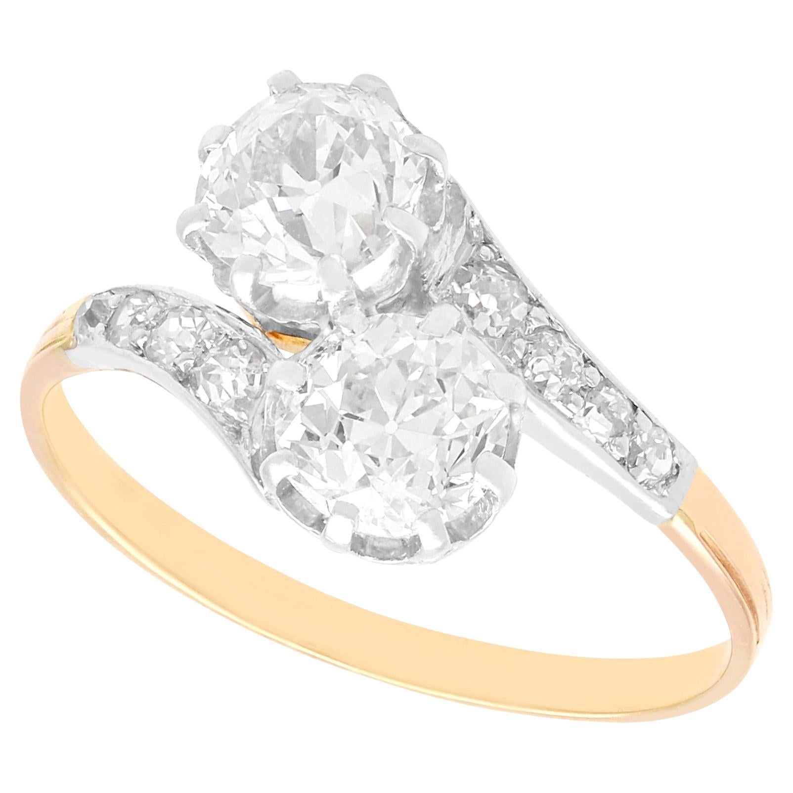 Antique 1.87 Carat Diamond and Yellow Gold Twist Ring For Sale