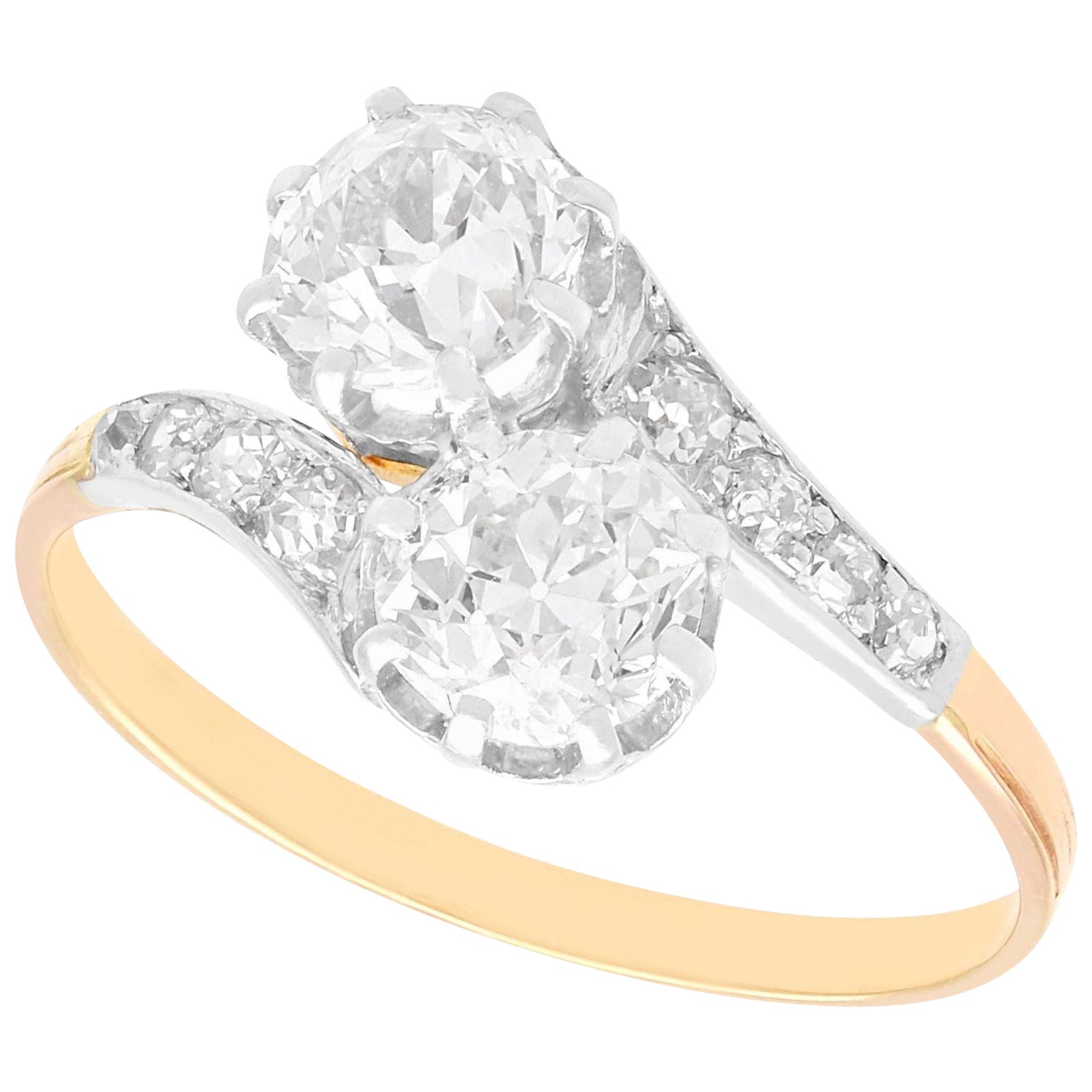 Antique 1.87 Carat Diamond and Yellow Gold Twist Ring