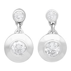 Vintage 0.77 Carat Diamond and White Gold Drop Earrings