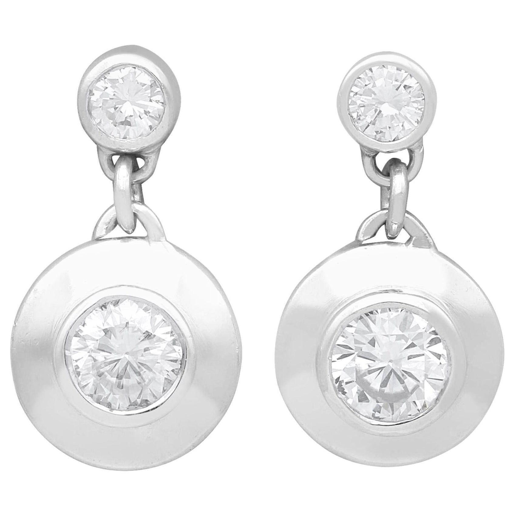 Vintage 0.77 Carat Diamond and White Gold Drop Earrings