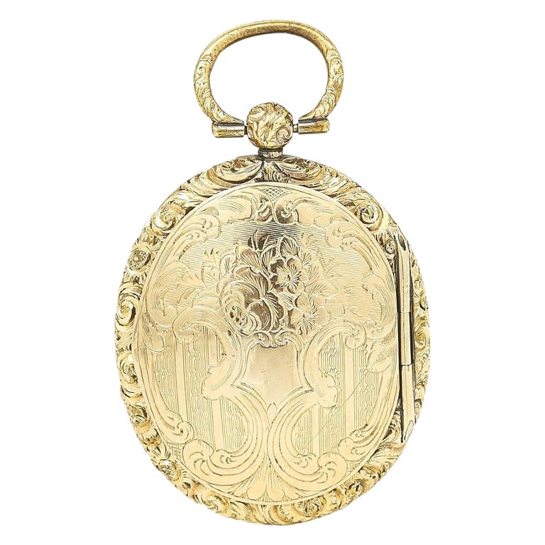 Large Oval Victorian 9ct Gold Engraved Double Sided Locket, Circa 1890 ...