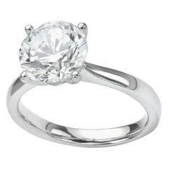 GIA Certified 2 Carat Triple Excellent Round Brilliant Cut Diamond 18k Gold Ring