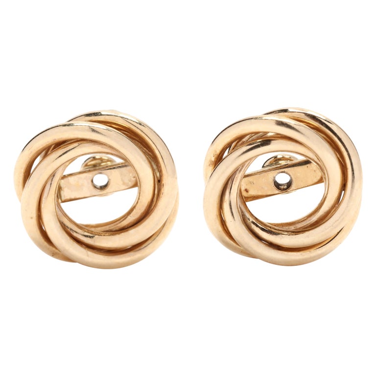 Gold Knot Earring Jackets, 14kt Yellow Gold For Sale at 1stDibs