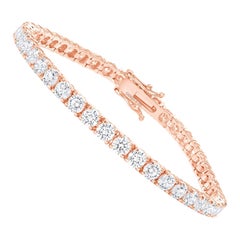 Bracelet tennis en or rose 14 carats avec diamants ronds de 12 carats