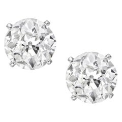 GIA Certified 3.16 Total Weight Old European Cut Diamond Studs D/F Color