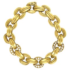 Kieselstein-Cord 18 Karat Yellow Gold Link Diamond Bracelet 62.2 Grams 2001