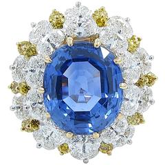 Oscar Heyman Natural Ceylon Sapphire Diamond Gold Ring