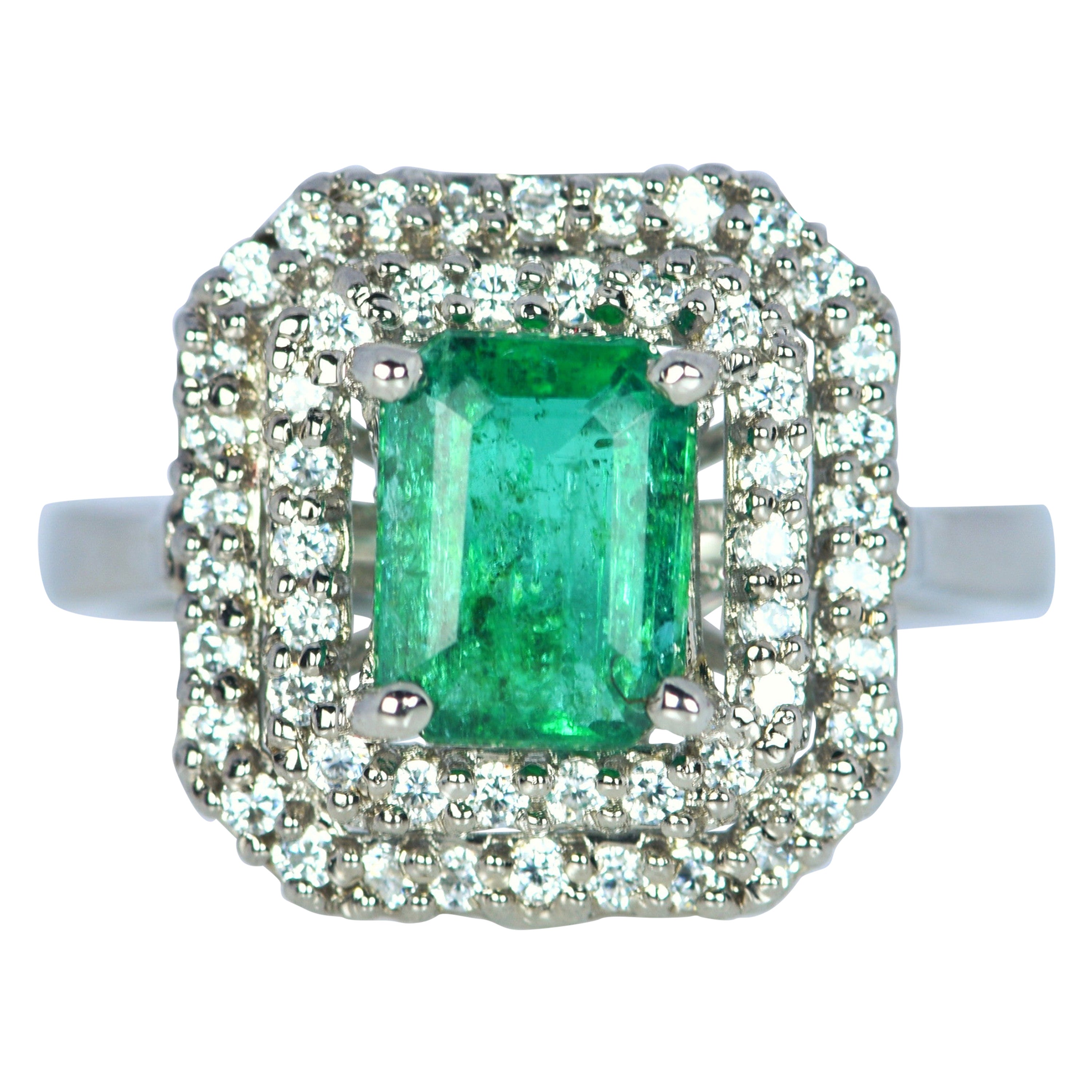 2.11 Carat Natural Emerald Ring For Sale
