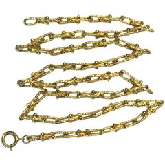 Unique Modernist Link Design Long Gold Necklace Chain
