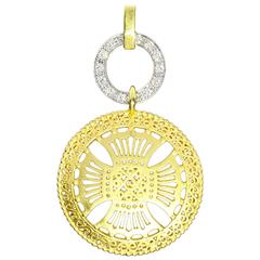 Simon G Two Color Gold Circle Matte Maltese Cross Pendant Necklace