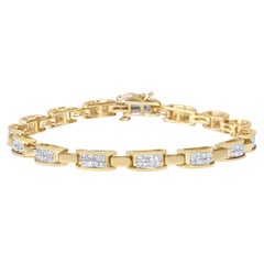 Bracelet à maillons d'amour en or jaune 14 carats avec diamants taille princesse de 2,0 carats