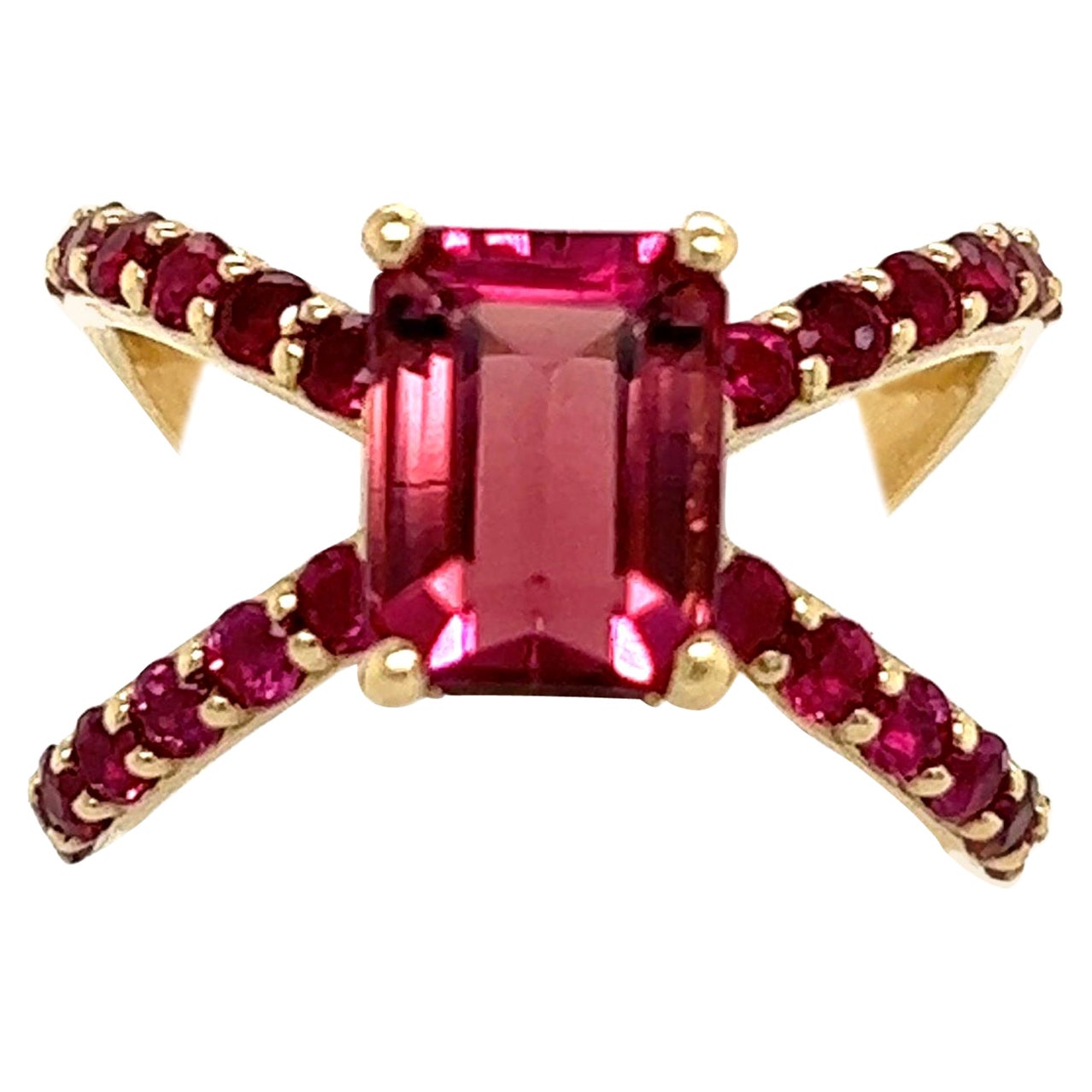 Ring 14k Y Gold 3,33 TCW zertifizierter natürlicher rosa Turmalin Rubin Ring