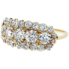 Dazzling Antique Mine Cut Diamond Gold Band Ring Made By WISE
