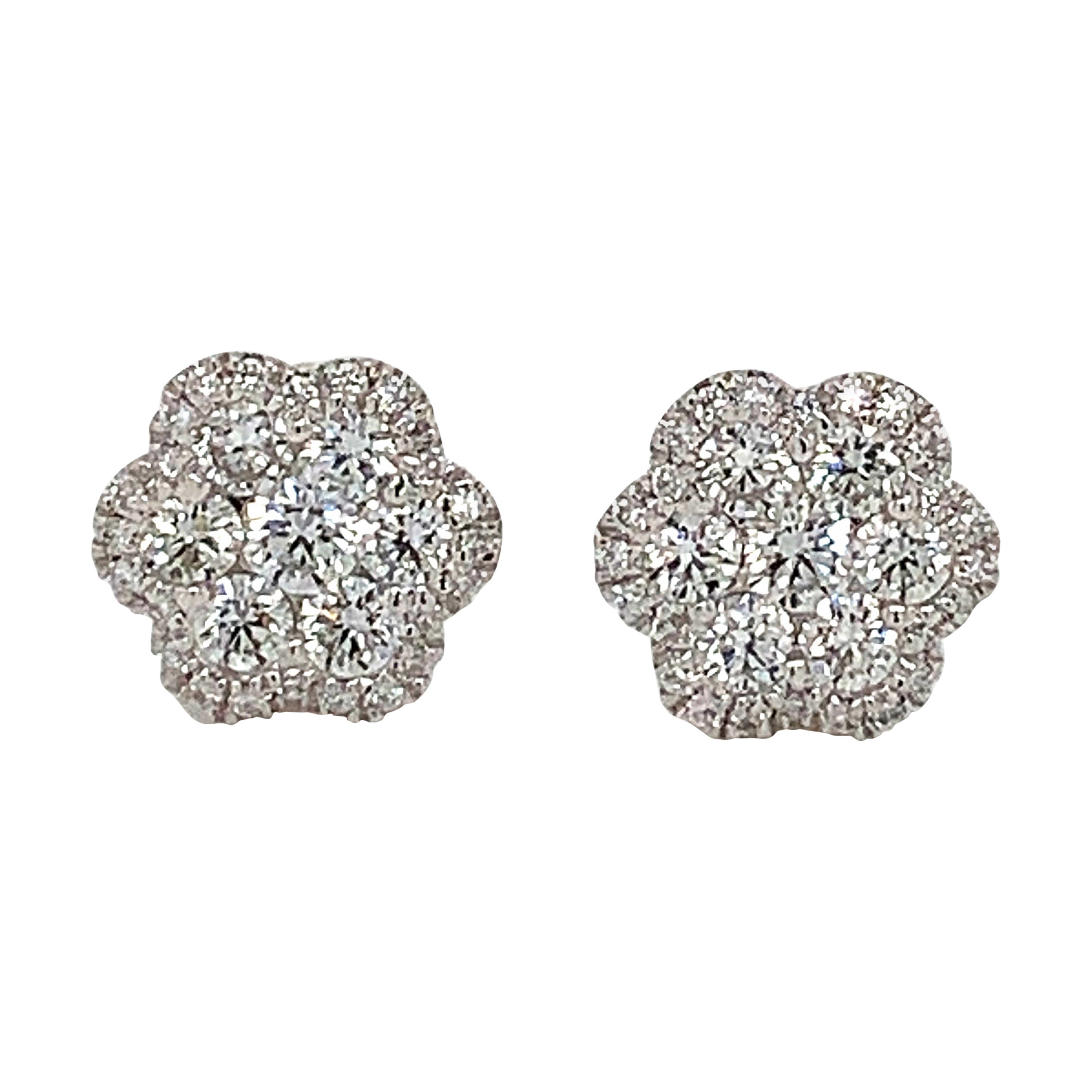 FIL DE CAMELIA EARRINGS SILVER DIAMOND