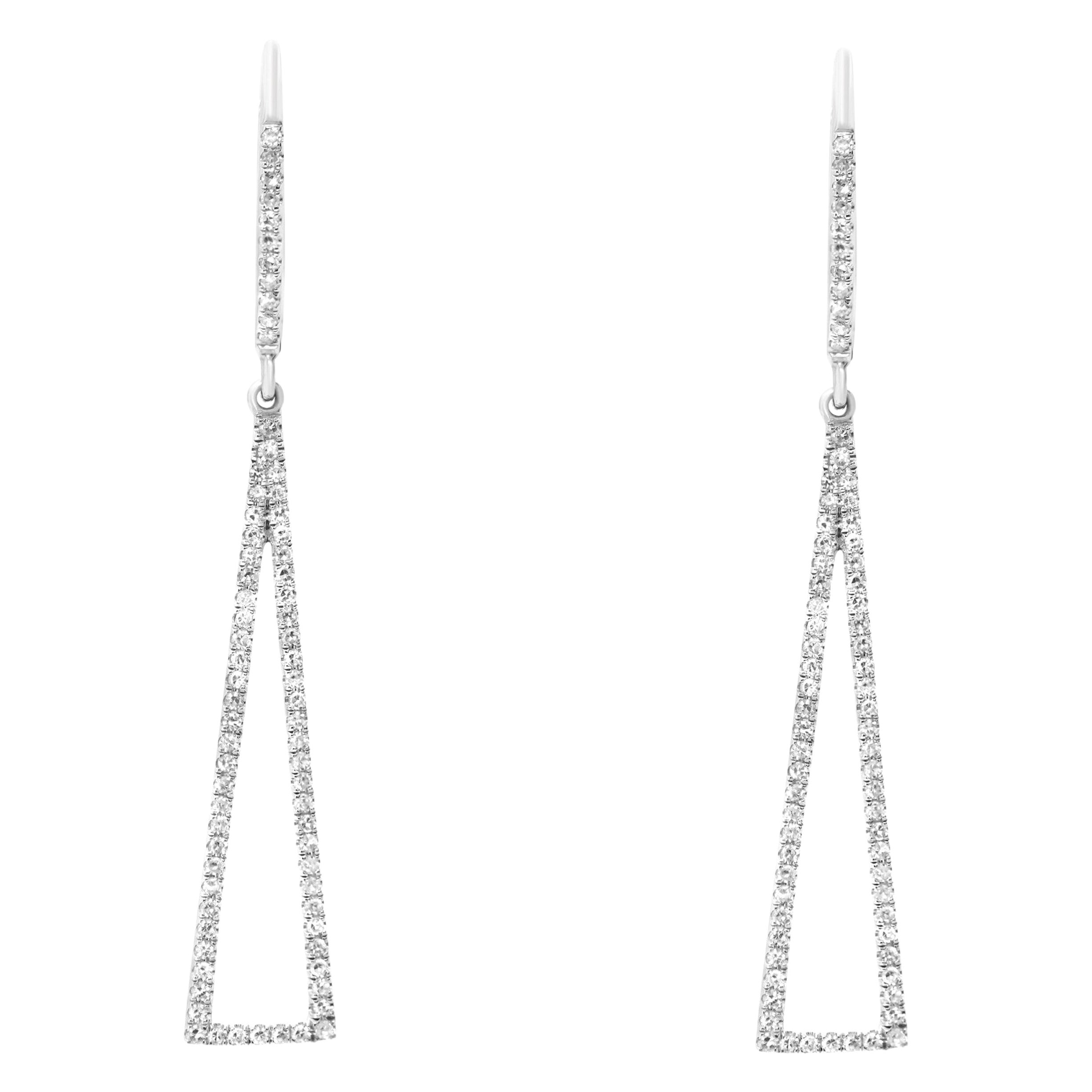 Rachel Koen Boucles d'oreilles pendantes en or blanc 14K avec diamants 0.38Cttw