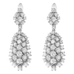 Rachel Koen Boucles d'oreilles pendantes en or blanc 14K avec diamants 4.32Cttw