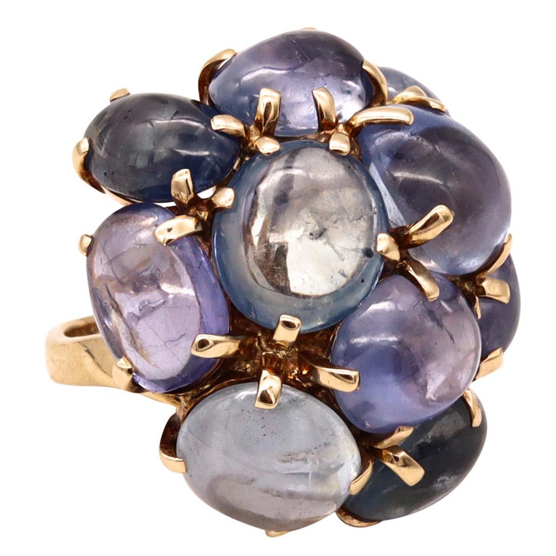 Seaman Schepps New York Cocktail Ring in 18Kt Gold with 54.30 Cts in Sapphires For Sale