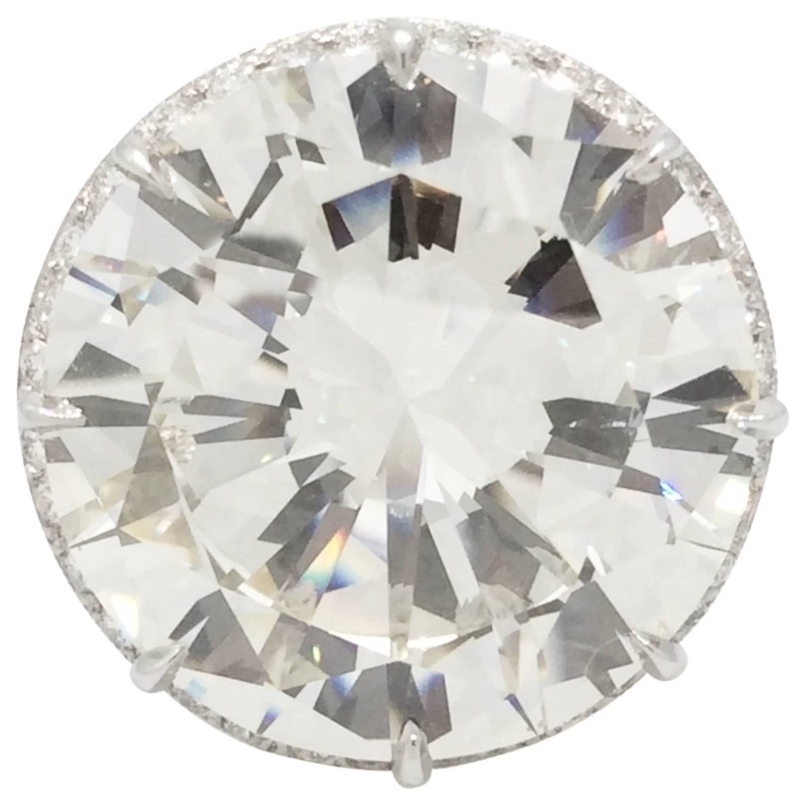 18.26 Carat GIA Cert Round Brilliant Cut Diamond Platinum Ring