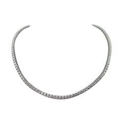 Used 10.44 Carat Total Weight Straight Line Natural Diamond Tennis Necklace