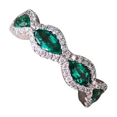 East to West Marquis Emerald and Diamond Ring Band