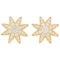 Diamond Star Stud Earrings in 18 Carat Yellow Gold