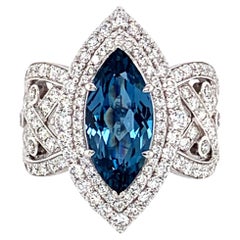 Danuta Blue Zircon 3.18 1.82 Carat Diamond Engagement Ring