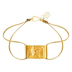 18kt Gold Stamp Wheat Grain Cord Bracelet, Plain Gold
