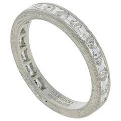 Hancocks Finely Engraved “East/West” French Cut Diamond Platinum Eternity Ring 5