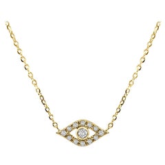 Collar Ojo de Mal de 0,08 Quilates de Diamante en Oro Amarillo de 14 Kilates