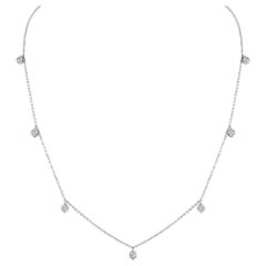 14K White Gold 0.79 Carat Diamond Station Necklace