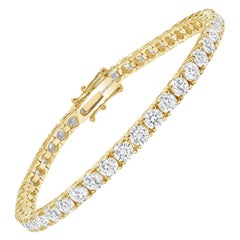 Bracciale tennis in oro giallo 14K con diamante rotondo da 7 carati