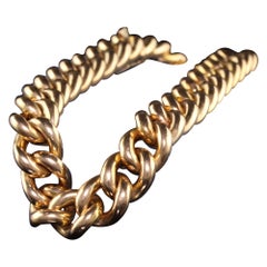 Antique Victorian 15K Yellow Gold Curb Link Chain Bracelet