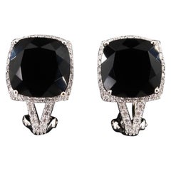 $4450 / NEW / EFFY / 10.75 CT Diamond AAA Onyx Earrings / 14K / Top Luxury