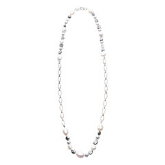 Opera Length Necklace: Akoya and Keshi Pearls White Gold Chain
