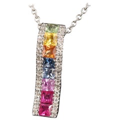 $4450 / New / Effy Watercolors Necklace / 1.17 Ct Diamond & AAA Sapphire / 14k