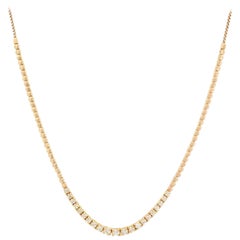 Diamond Prong Bolo Chain Ladies Necklace in 14 Karat Rose Gold 1.40 Carat